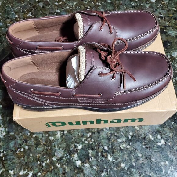 New Dunham Men's Shoreline Leather Loafers Size 15 4E Dark Brown NIB Boat Shoes - Picture 4 of 16